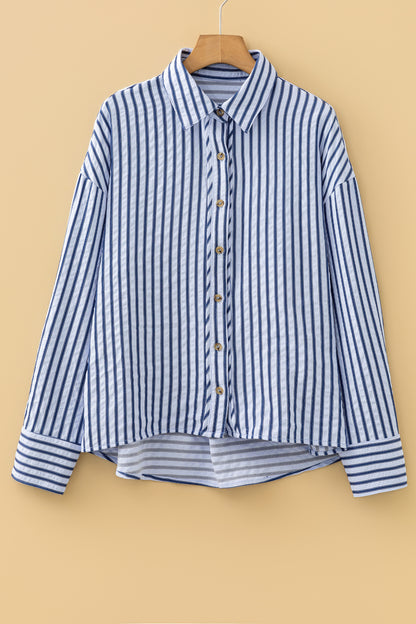 Stripe Button Down Long Sleeve Loose Shirt