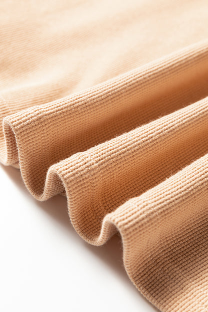 Colorblock Thermal Textured Knit Drop Shoulder Henley Top