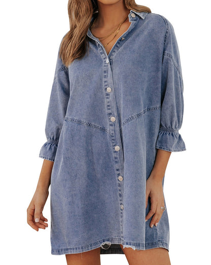 Denim Long Sleeve Mini Dress