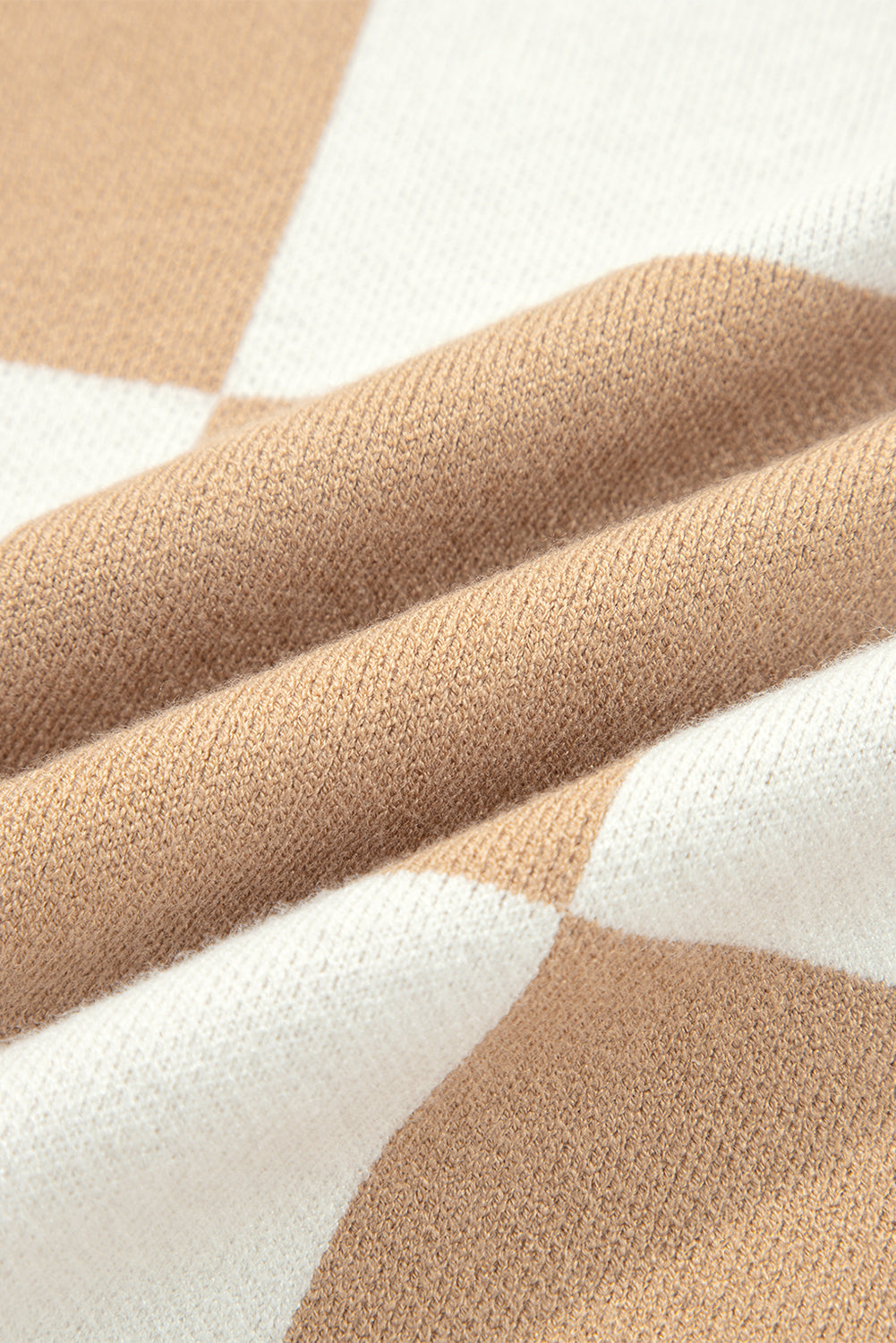 Checker Short Sleeve Drop Shoulder Sweater