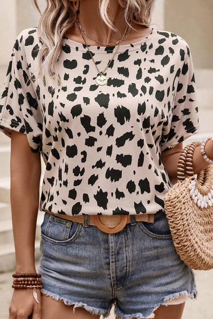 Leopard Cutout Back T-Shirt