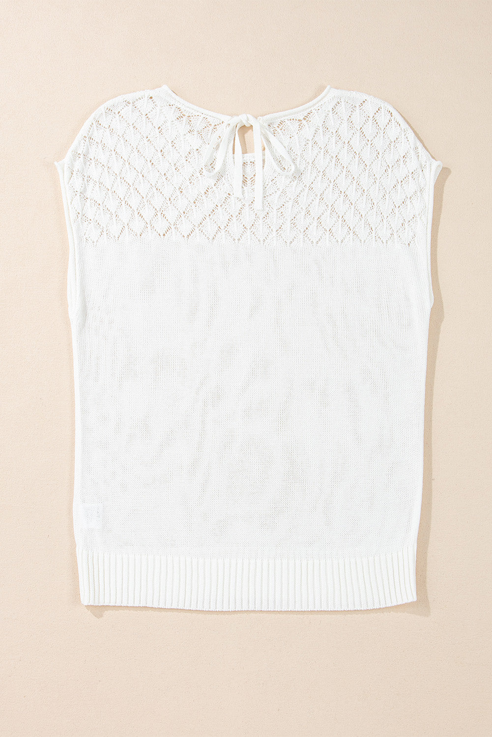 Eyelet Knit Short Sleeve Sweater