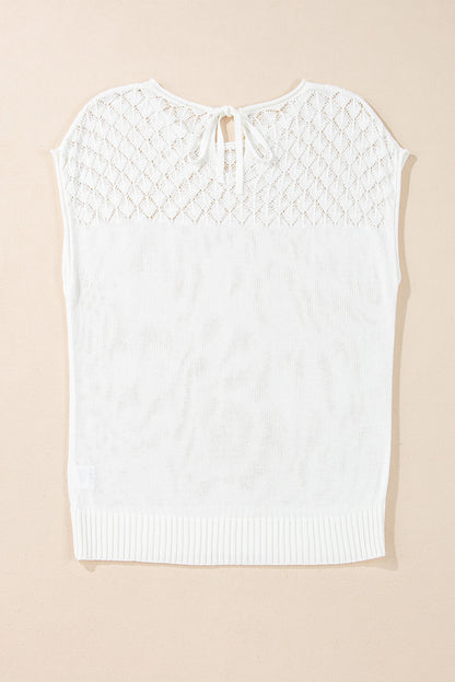 Eyelet Knit Short Sleeve Sweater