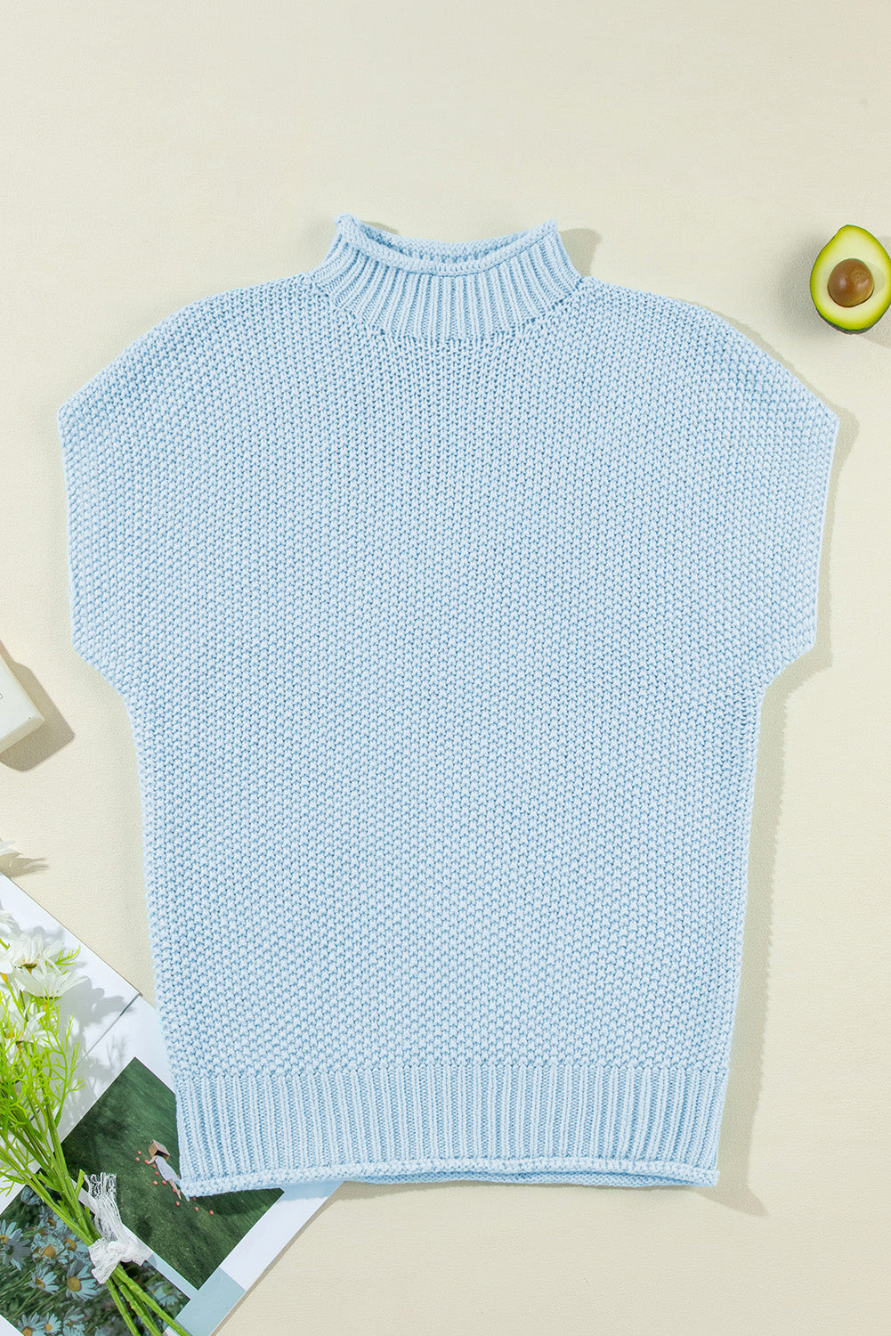 Mock Neck Short Sleeve Sweater