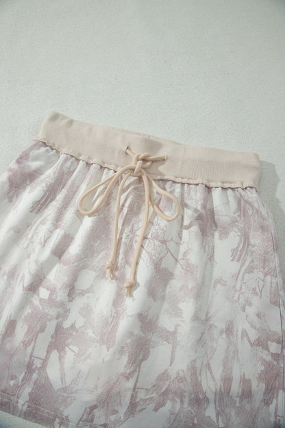 Woodland Camo Raw Edge Cropped Top & Skirt Set