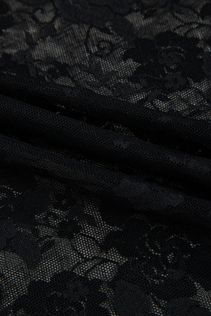 Floral Lace Sheer Mesh Long Sleeve Top