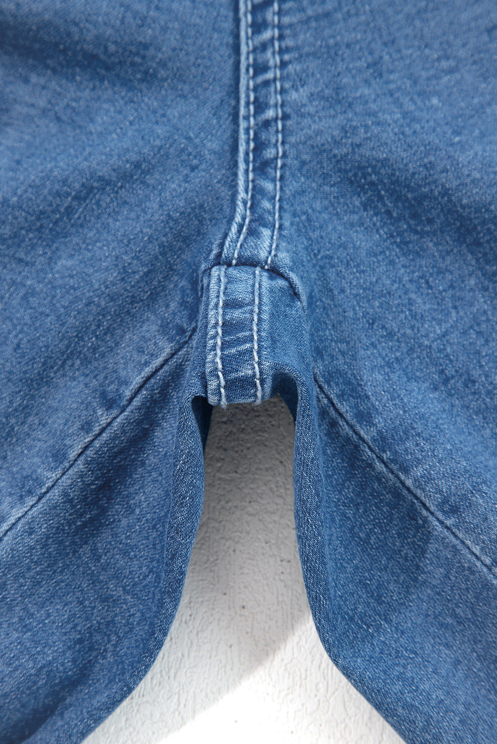 Plus Size Denim Elastic Waist Ruffle Wide Leg Pants