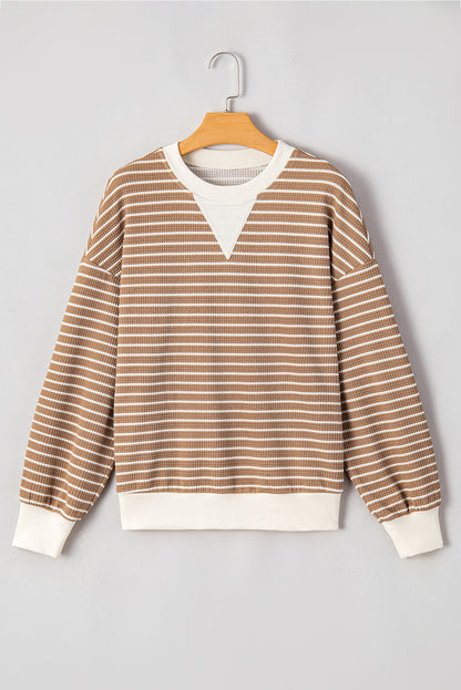 Stripe Textured Long Sleeve Top