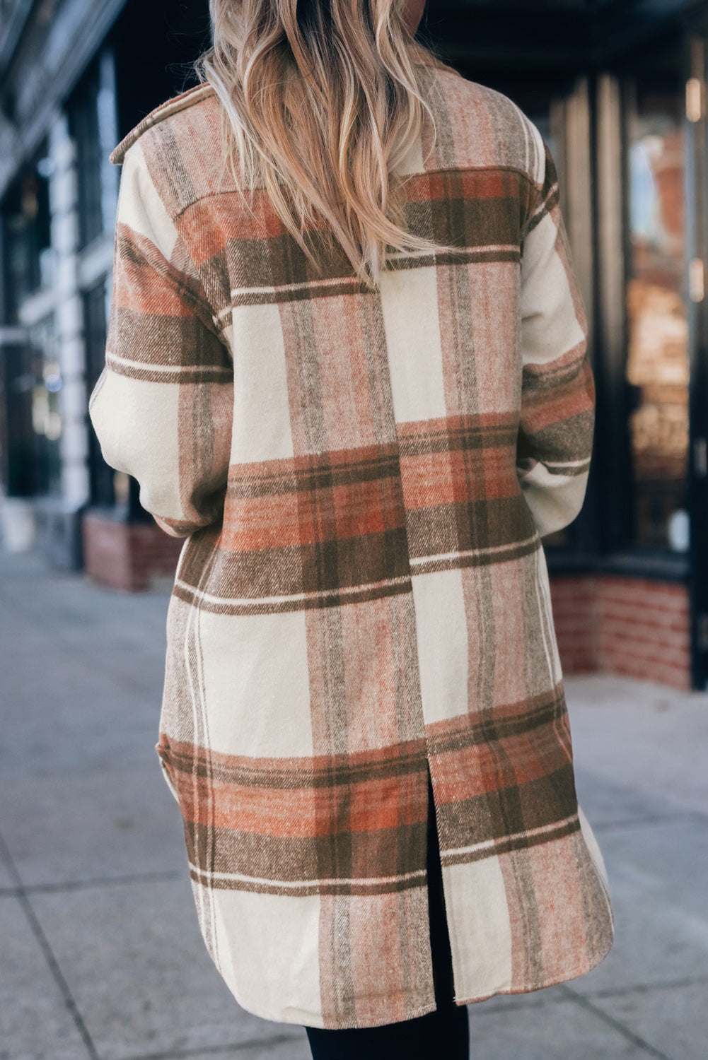 Plaid Flap Pockets Long Shacket