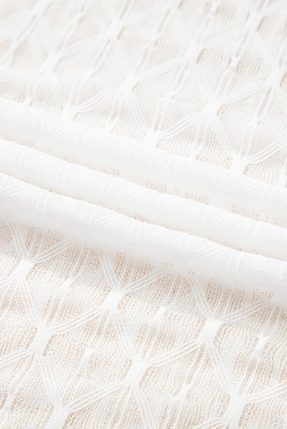 Sheer Mesh Lettuce Trim Long Sleeve Top