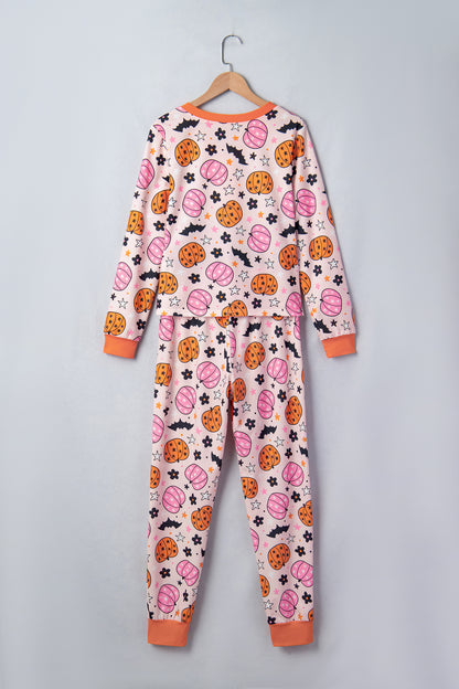 Halloween Pumpkin Long Sleeve Top & Pants Lounge Set
