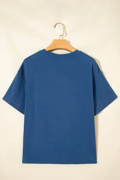 Colorblock Chest Pocket Patch Short Sleeve Top