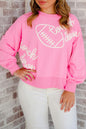 Plus Size Touch Down Football Embroidered Sweatshirt