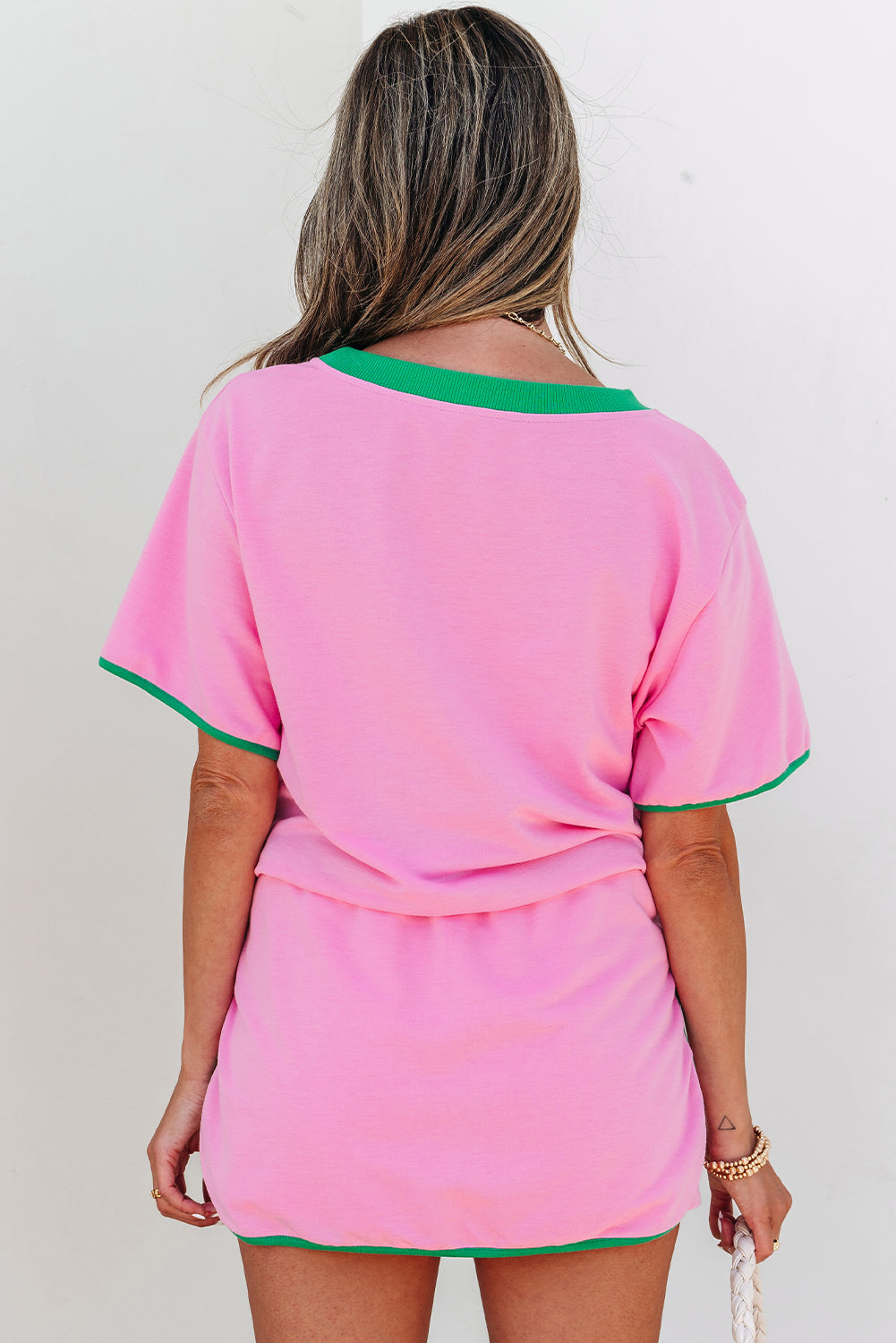 Colorblock Short Sleeve T-Shirt and Skort Set