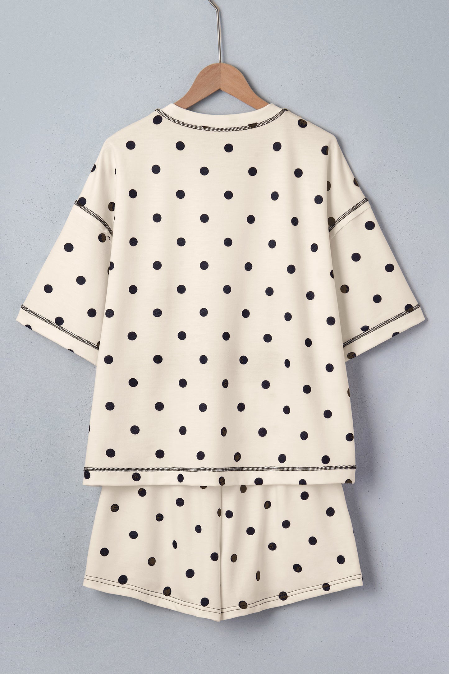 Polka Dot Loose Tee & Drawstring Shorts Set