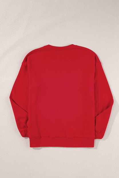 Solid Drop Shoulder Crewneck Pullover Sweatshirt