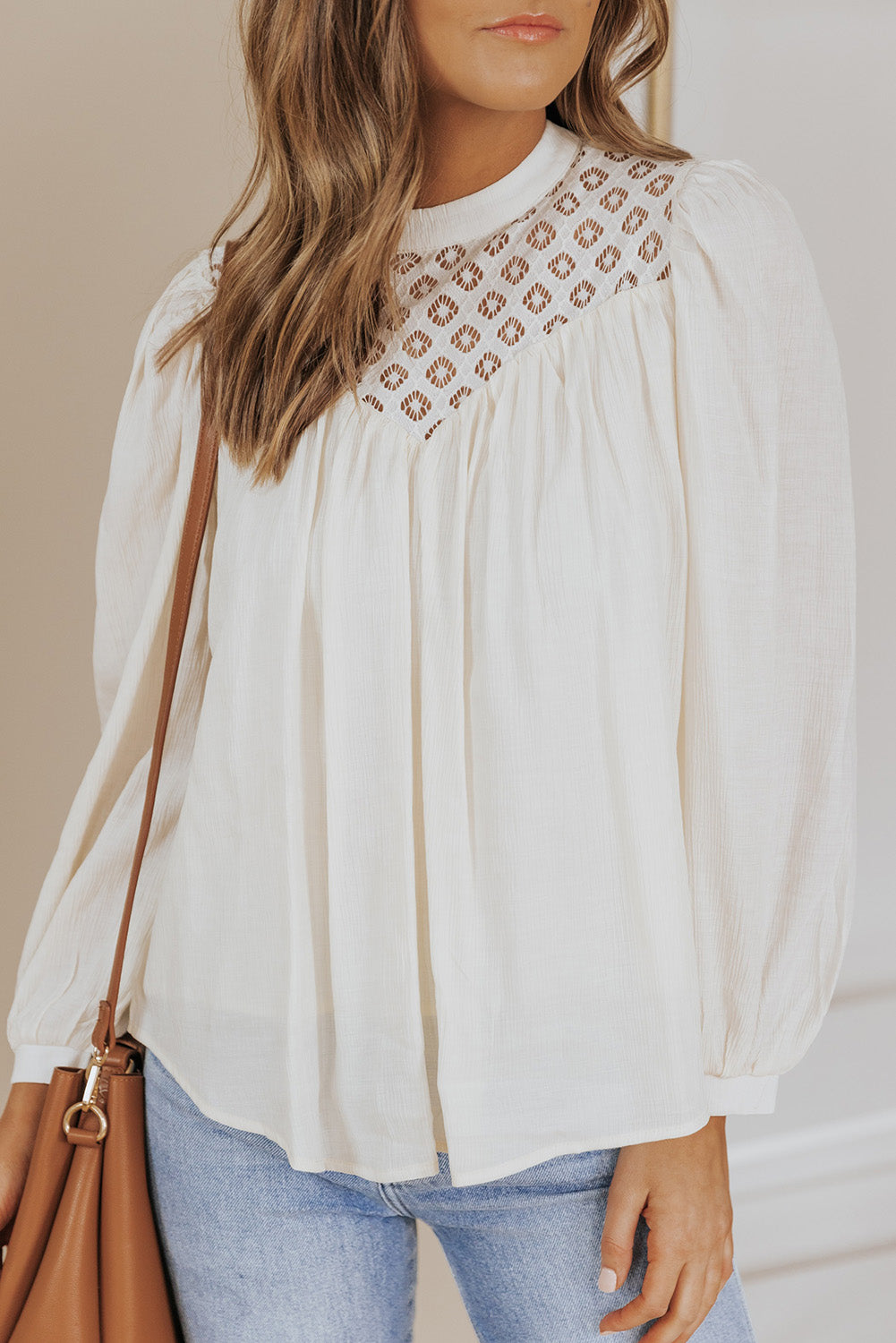 Lace Patchwork Long Sleeve Blouse