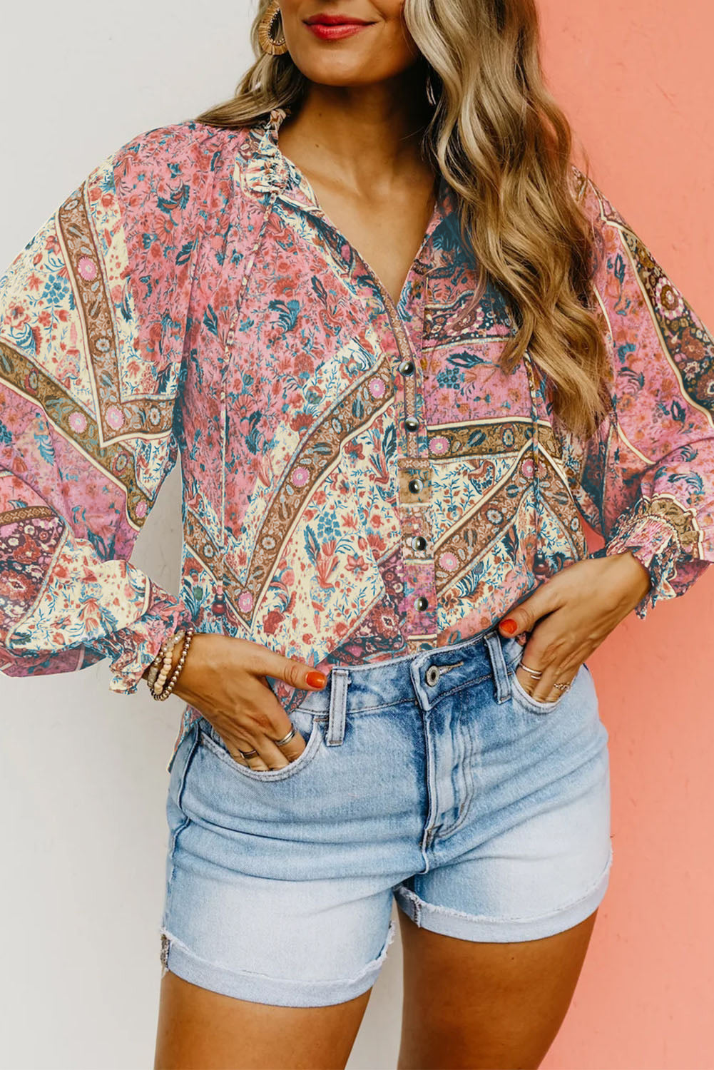 Vintage Floral Puff Sleeve Shirt