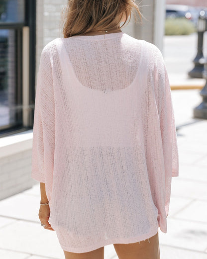 Semi-Sheer 3/4 Sleeve Cardigan