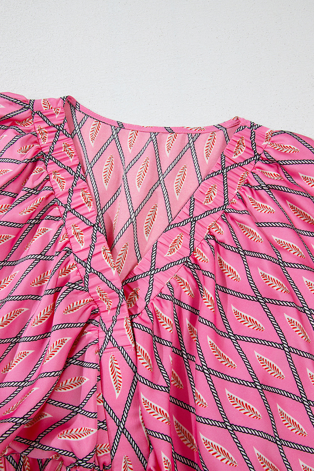 Paisley Geometric V-Neck High Waist Romper