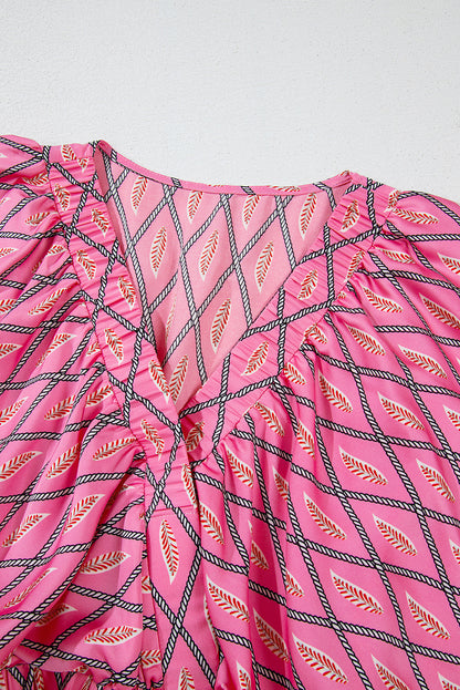 Paisley Geometric V-Neck High Waist Romper