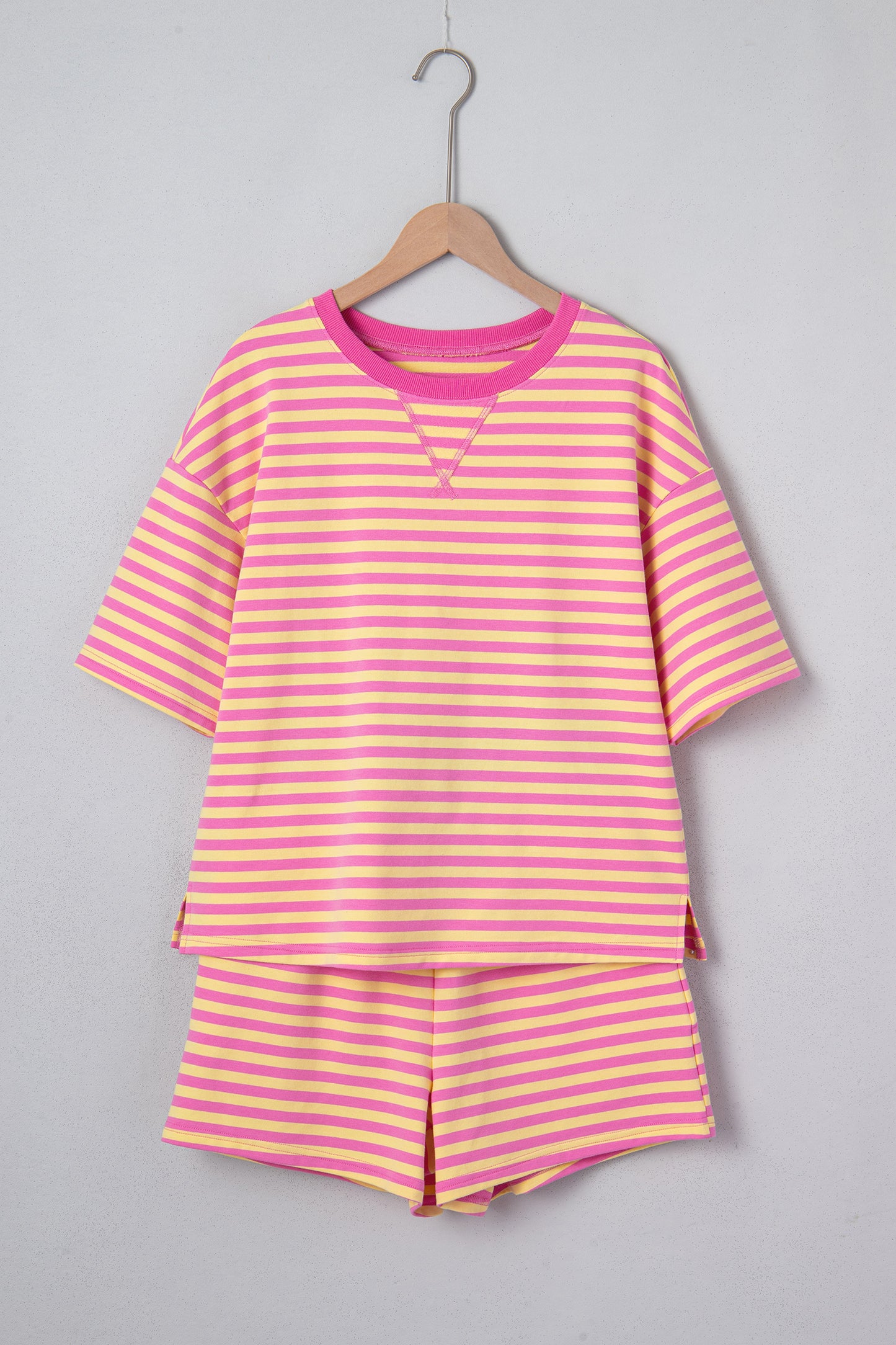 Stripe Terry Knit Top & Shorts Set