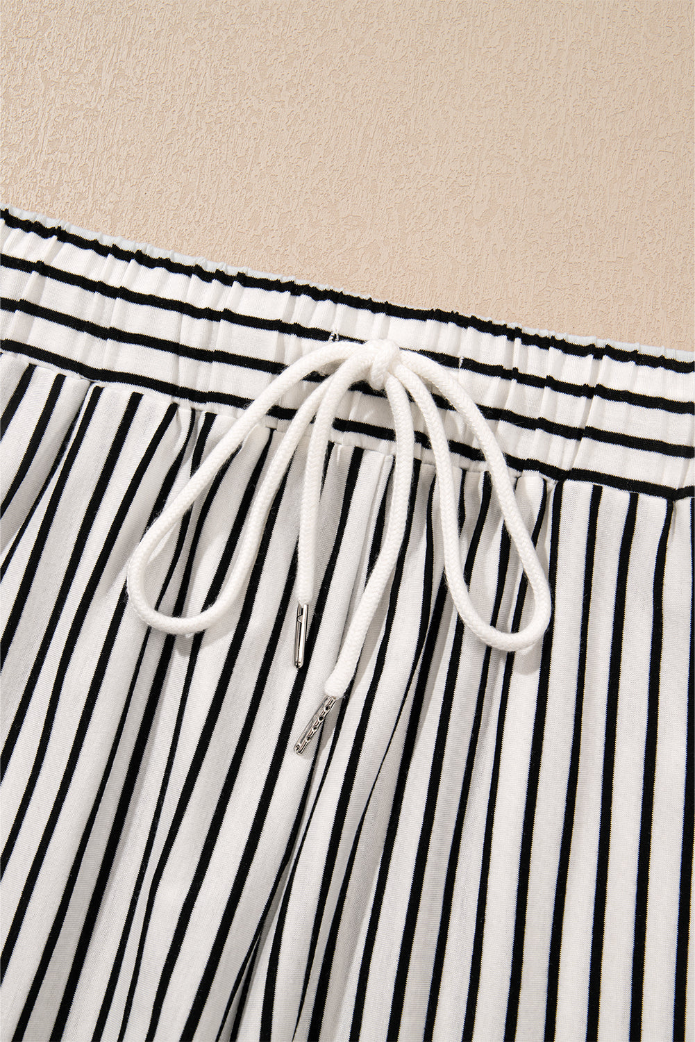 Stripe Collared V-Neck Tee & Shorts Set