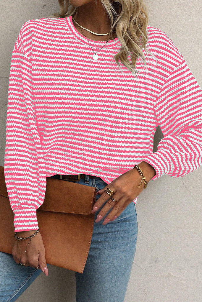 Stripe Round Neck Long Sleeve Top