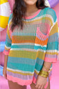 Stripe Short Sleeve Sweater Plus Size