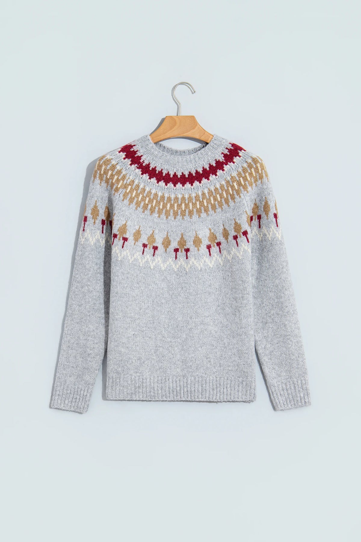 Geometric Fair Isle Raglan Sleeve Sweater