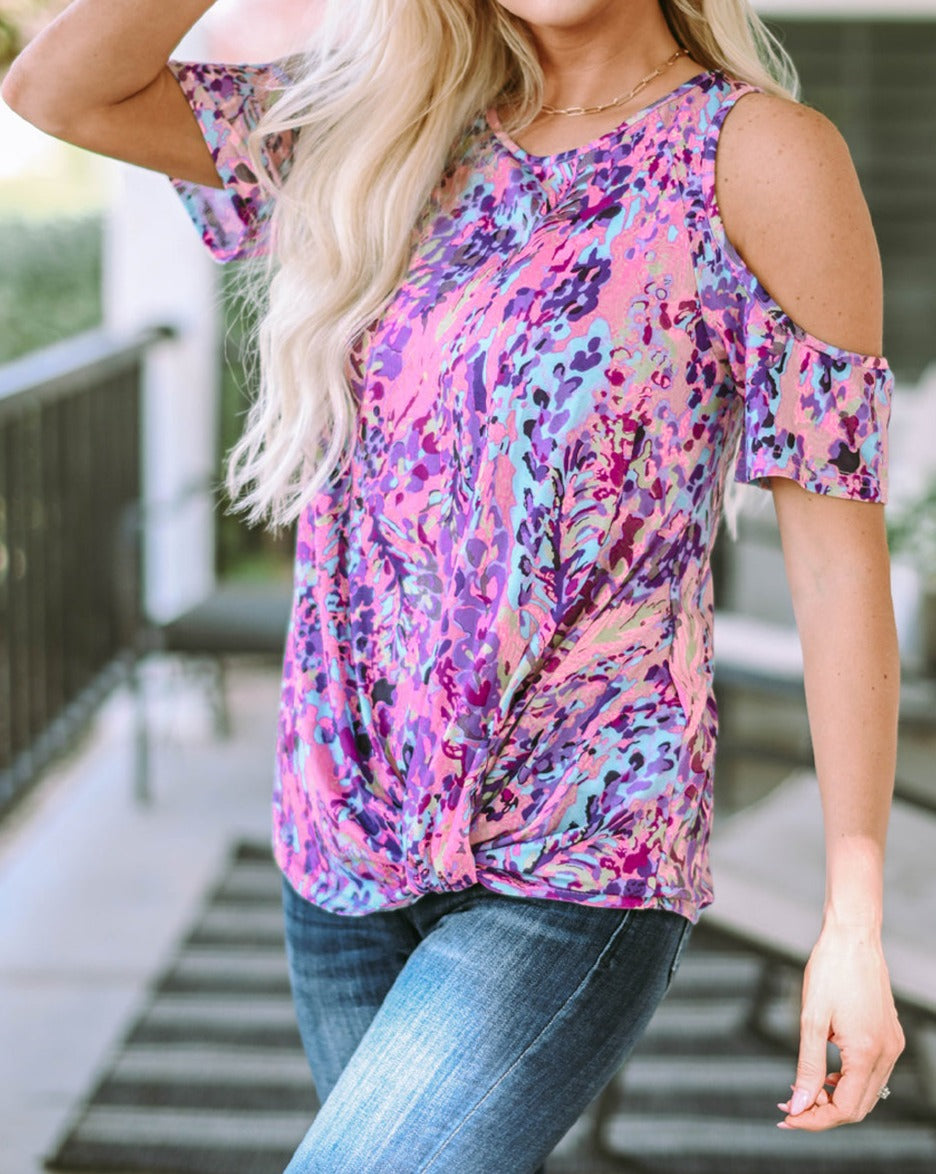 Floral Cold Shoulder Blouse