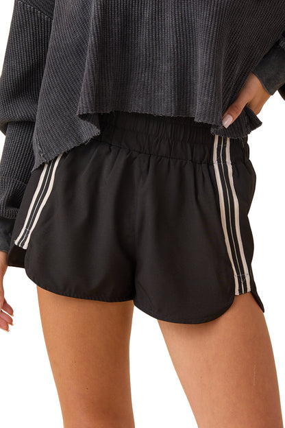 Varsity Stripe Elastic Waist Athleisure Shorts