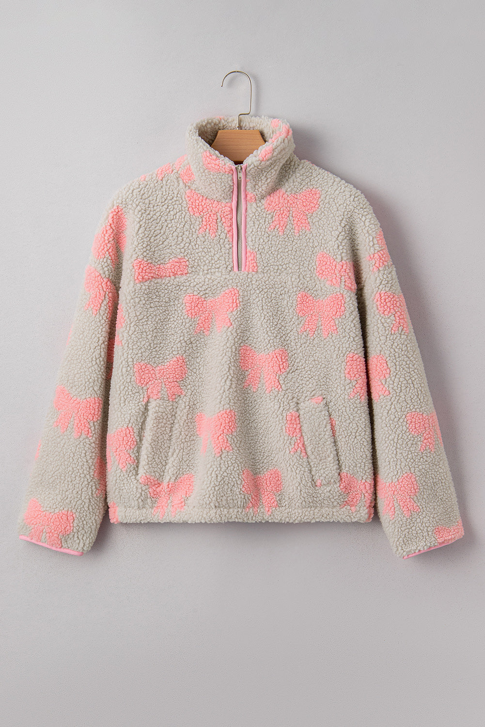 Valentine Bow Sherpa Quarter Zip Sweatshirt