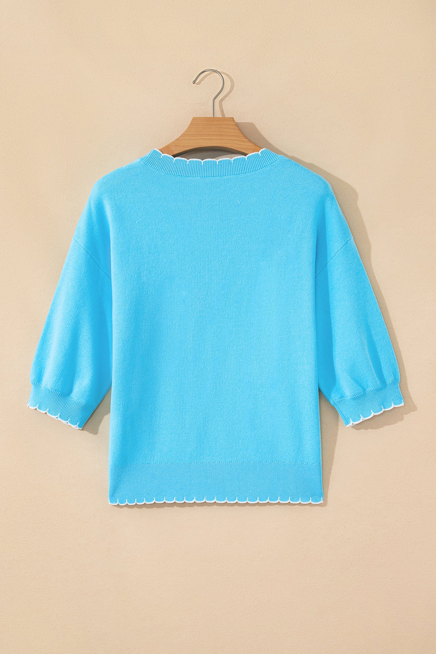 Bow Tie Contrast Stitch 3/4 Sleeve Sweater