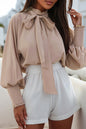 Mock Neck Bishop Sleeve Blouse