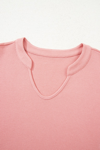 Plus Size Floral Patchwork Sleeve Waffle Knit Top