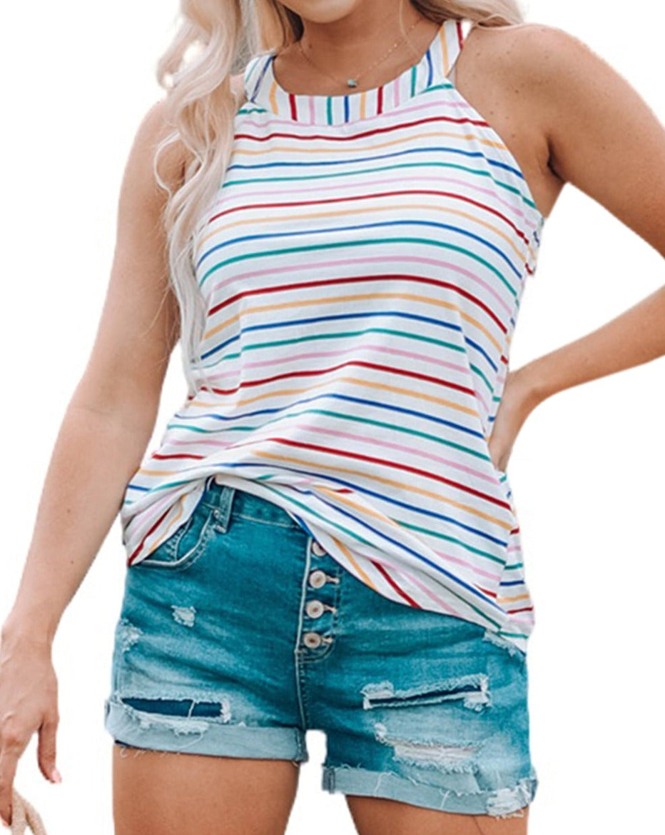 Stripe Halter Tank Top