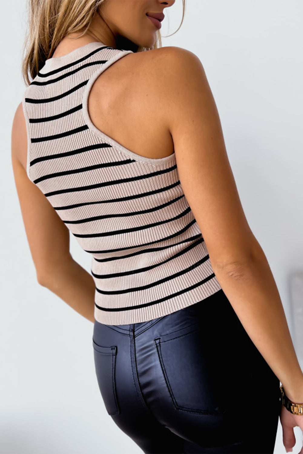 Stripe Ribbed Racerback Sleeveless Top