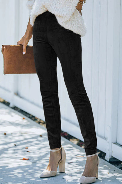 Suede High Waist Skinny Leggings