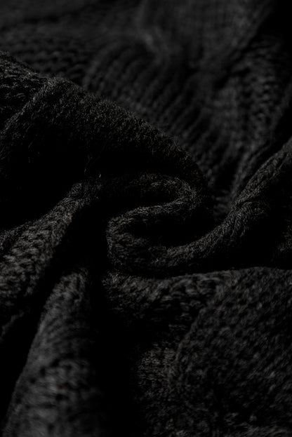 Colorblock Satin Bow Cable Knit Short Sleeve Sweater