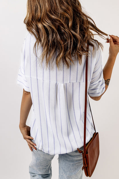 Stripe Short Sleeve Pocketed Shirt