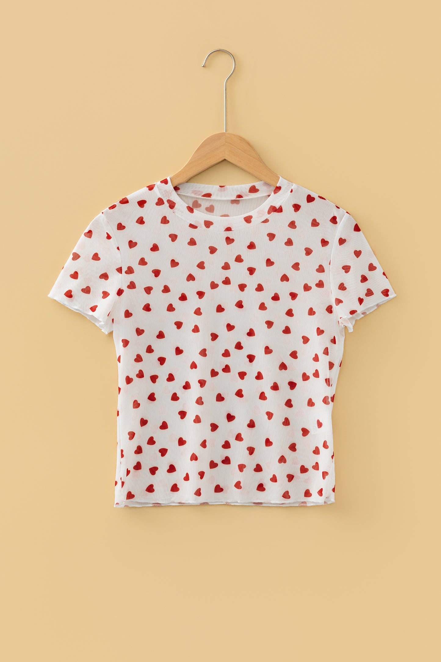 Valentine Heart Mesh Short Sleeve Top