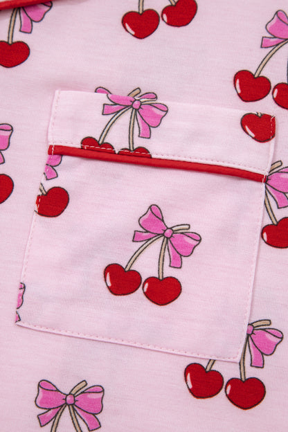 Valentine Cherry & Bow Top and Shorts Set