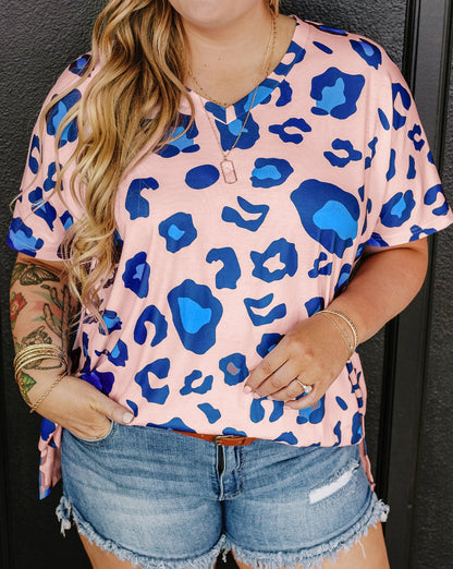 Leopard V-Neck Tee Plus Size