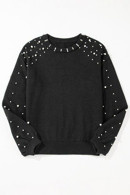 Pearl Embellished Round Neck Sweater