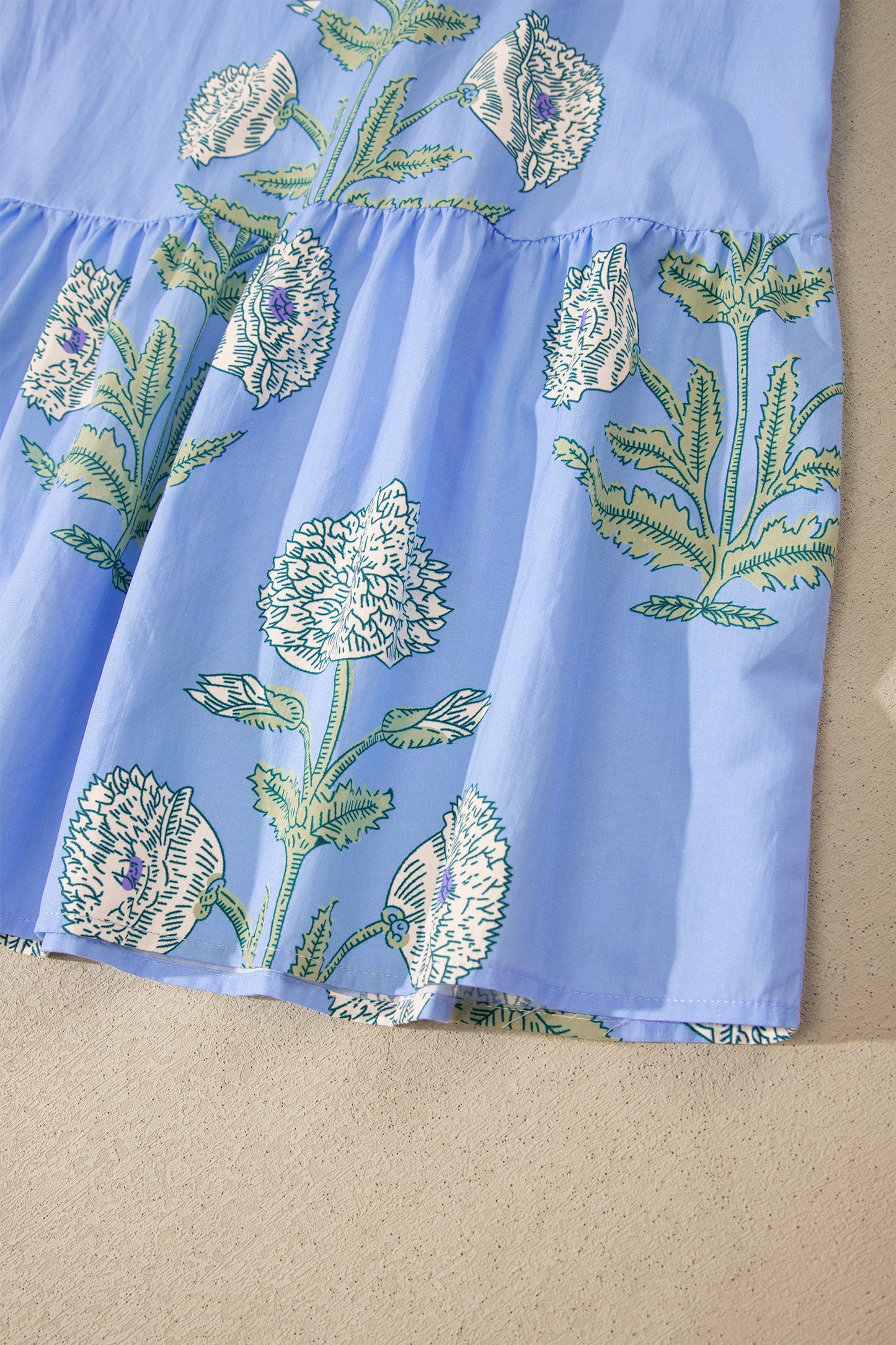 Floral Scalloped Embroidery Drop Waist Mini Dress