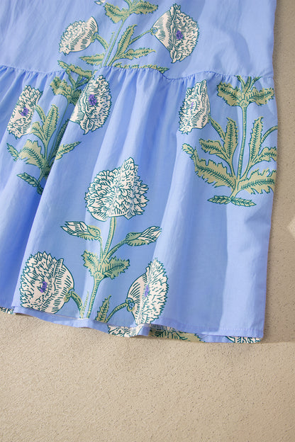 Floral Scalloped Embroidery Drop Waist Mini Dress