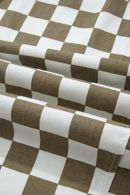 Checker Denim Barrel Leg Pants