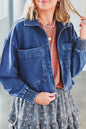 Denim Large Pockets Zip-Up Jacket