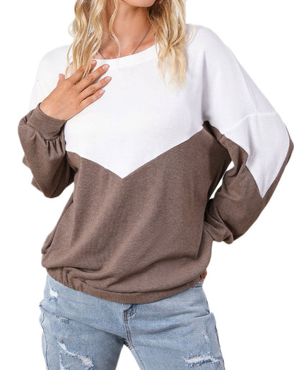 Colorblock Cutout Pullover Sweatshirt